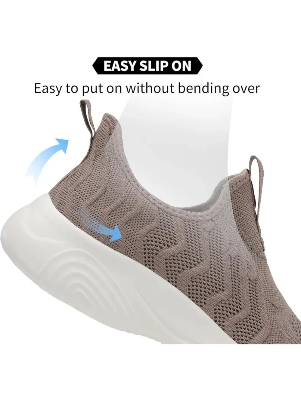 Men's Brown Slip On Walking Mesh Shoes Lightweight Comfortable Gym Running Shoes